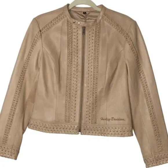Rare Women's Authentic Harley Davidson Tan leather Jacket Small NWT​​​​​​​​ - Picture 3 of 8